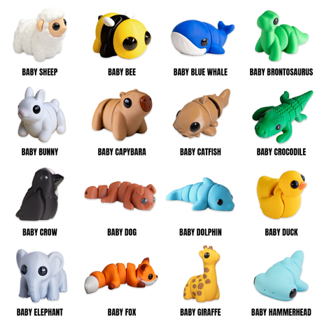 Filamora Studios Mini Fidget Animals 3D Printed Keyrings Collectibles