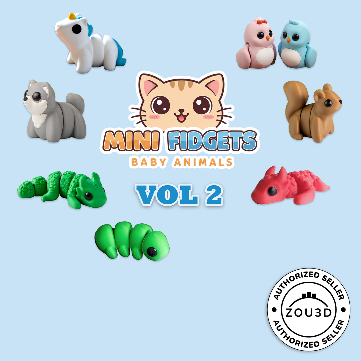 Filamora Studios Mini Fidget Animals Vol 2 Keyrings
