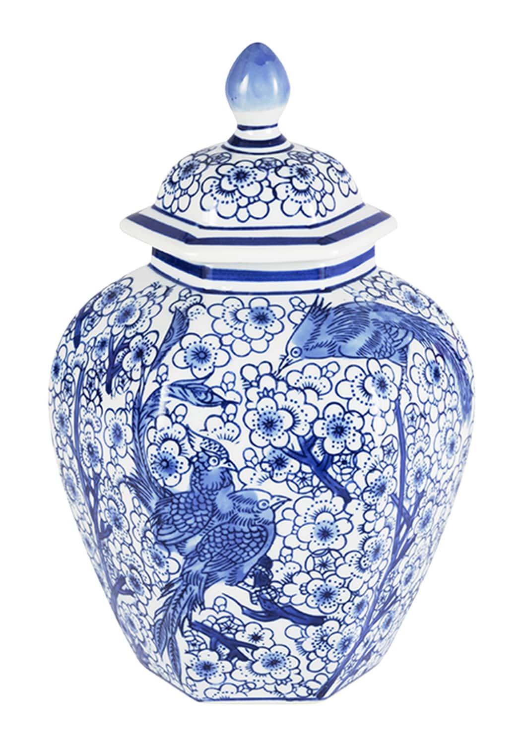 Casa by Josephine Jenno Anna Blue & White Bird Motif Ginger Jar