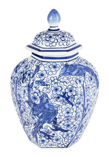 Casa by Josephine Jenno Anna Blue & White Bird Motif Ginger Jar
