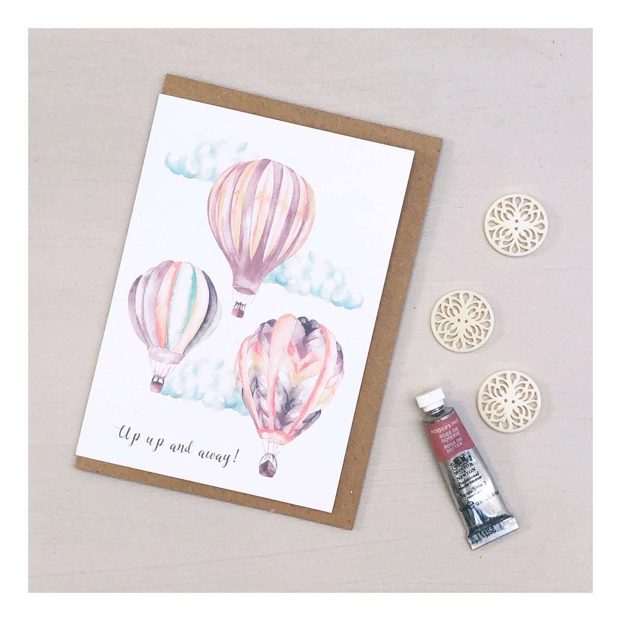Hot Air Balloons Hand Painted Greetings Card | Katie Hipwell Design