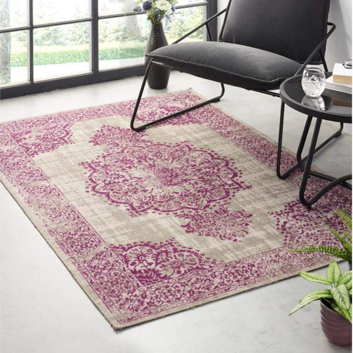 The Rugs Saville Grey Raspberry Vintage Rug