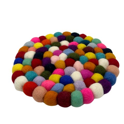 HatiNest Round Felt Ball Placemat - Multi Colour