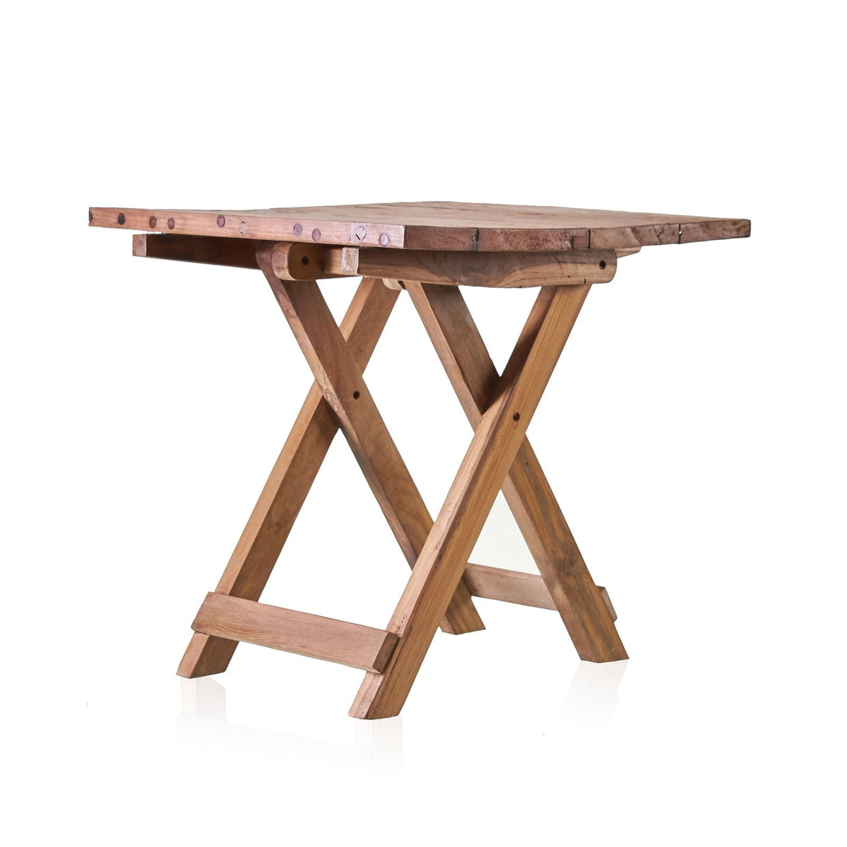 HatiNest Recycled Teak Wood Square Folding Coffee Table - 50x50x50cm