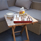 HatiNest Recycled Teak Wood Square Folding Coffee Table - 50x50x50cm