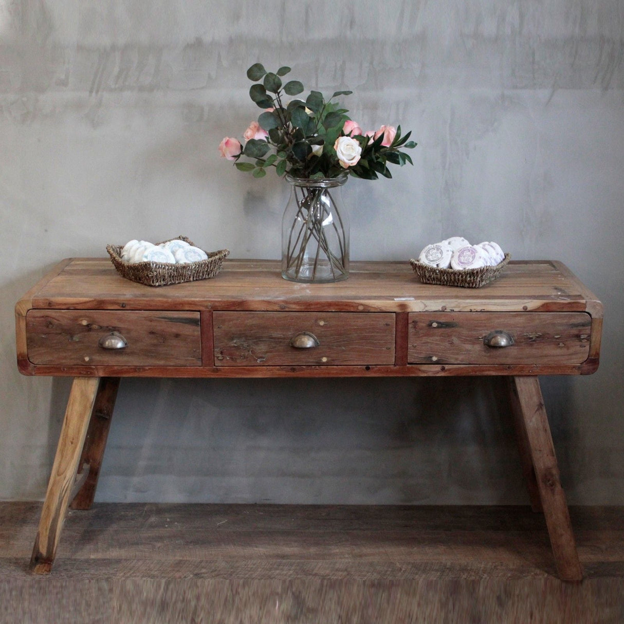HatiNest Recycled Teak Wood Console Table - 150x50x80cm