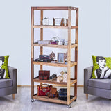 HatiNest Recycled Teak Wood Six Shelf Display with Casters - 79x37x180cm