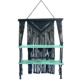 HatiNest Black Macrame Hanging Shelves - Turquoise