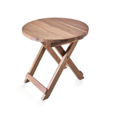 HatiNest Recycled Teak Wood Round Folding Coffee Table - 50x50cm