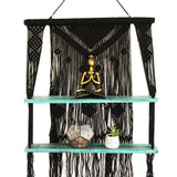 HatiNest Black Macrame Hanging Shelves - Turquoise