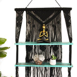 HatiNest Black Macrame Hanging Shelves - Turquoise