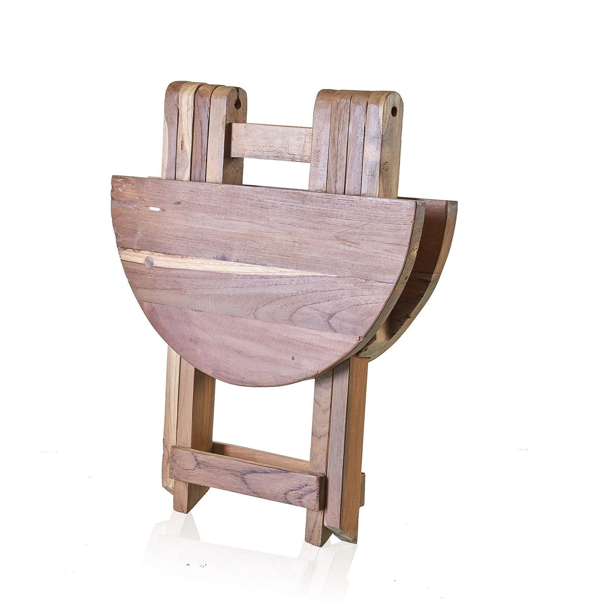 HatiNest Recycled Teak Wood Round Folding Coffee Table - 50x50cm