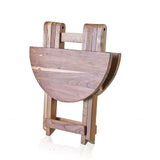 HatiNest Recycled Teak Wood Round Folding Coffee Table - 50x50cm