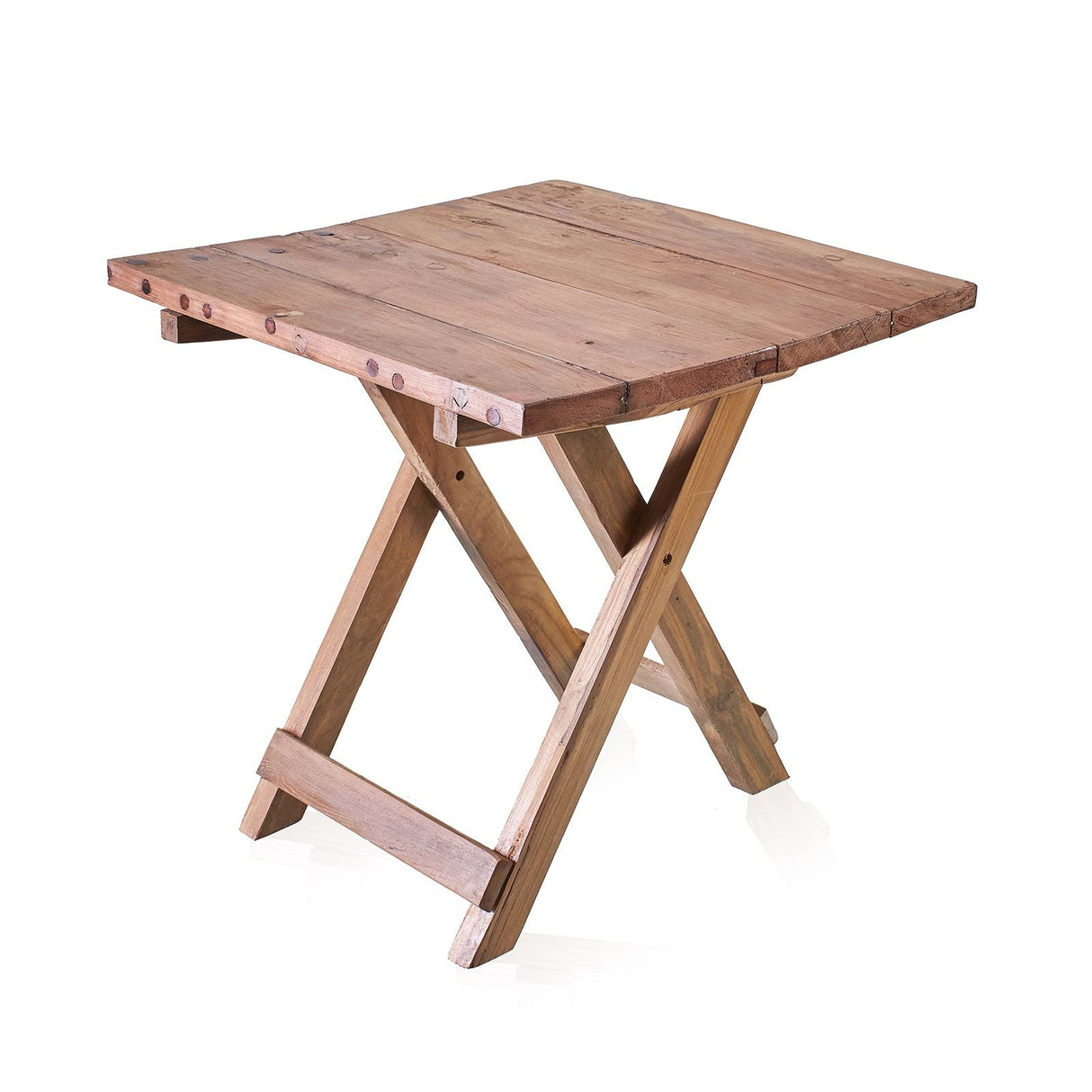 HatiNest Recycled Teak Wood Square Folding Coffee Table - 50x50x50cm