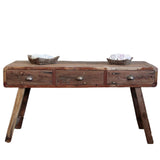 HatiNest Recycled Teak Wood Console Table - 150x50x80cm