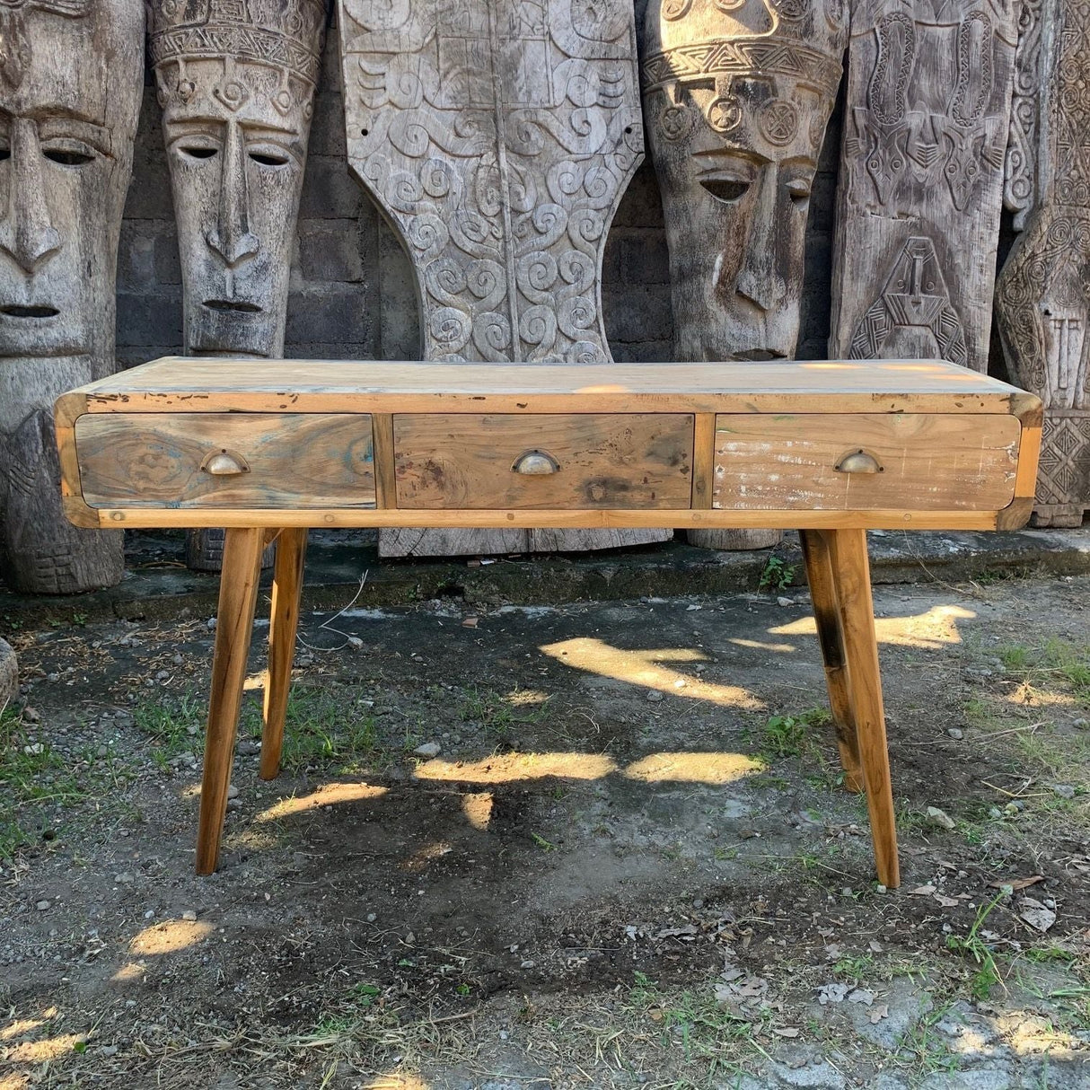 HatiNest Recycled Teak Wood Console Table - 150x50x80cm