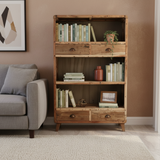 HatiNest Recycled Teak Wood Bookshelf Display - 100x40x160cm