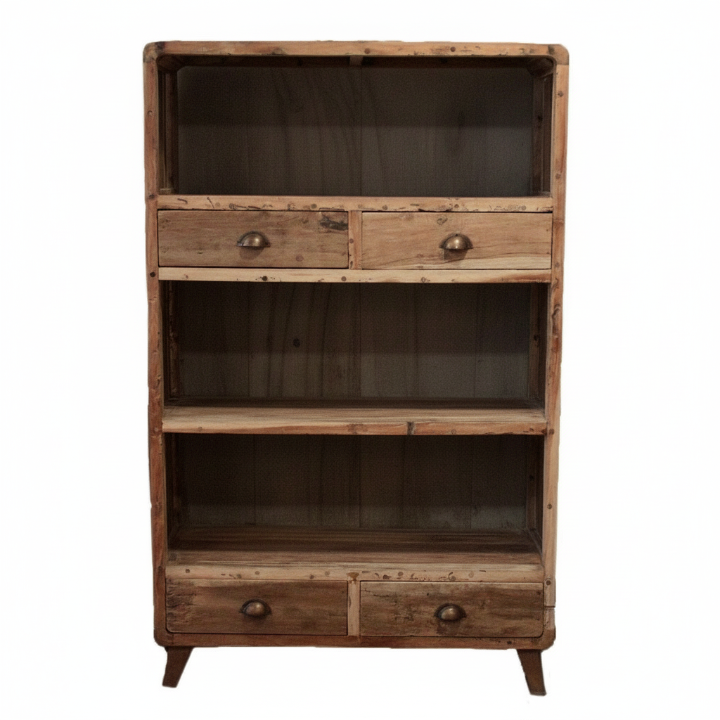 HatiNest Recycled Teak Wood Bookshelf Display - 100x40x160cm