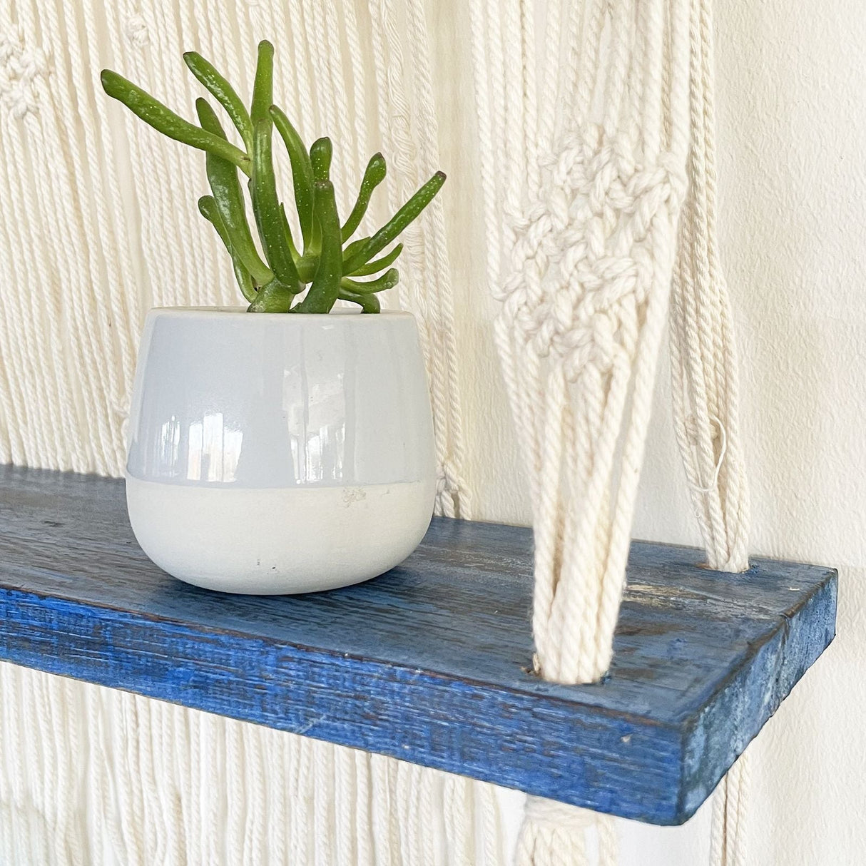 HatiNest Natural Macrame Hanging Shelves - Blue