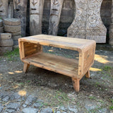 HatiNest Recycled Teak Wood Small Rounded Coffee Table - 81x49x41cm
