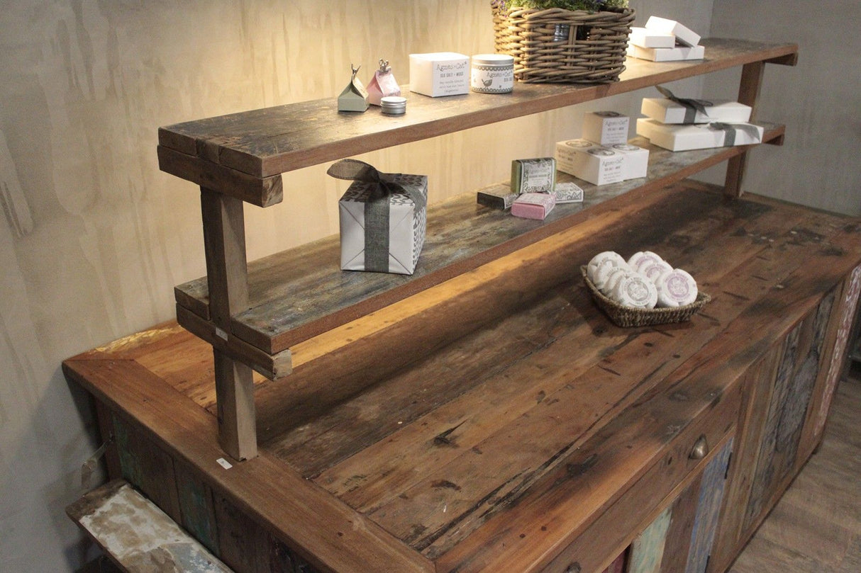 HatiNest Recycled Teak Wood Centre Display Table - 207x97x80cm