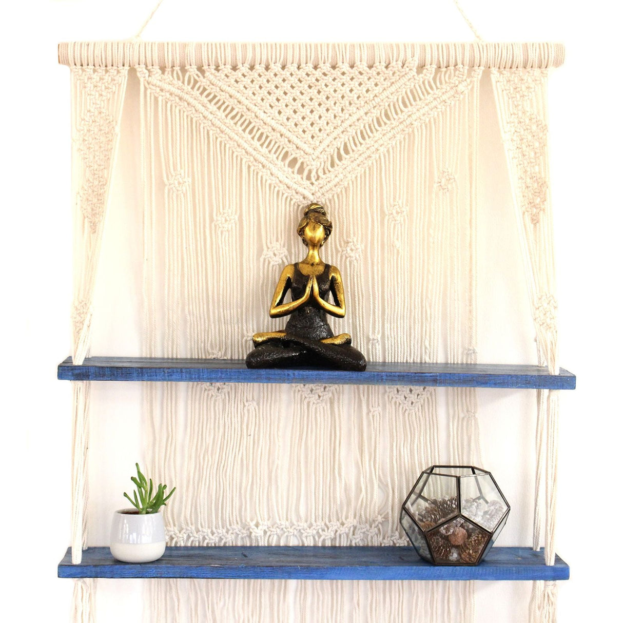HatiNest Natural Macrame Hanging Shelves - Blue