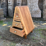 HatiNest Recycled Teak Wood Triangle Storage Cabinet with 3 Drawers - 45x46x72cm