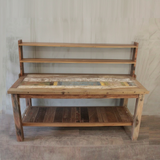 HatiNest Recycled Teak Wood Dining Table with Top Shelf - 180x80x80cm
