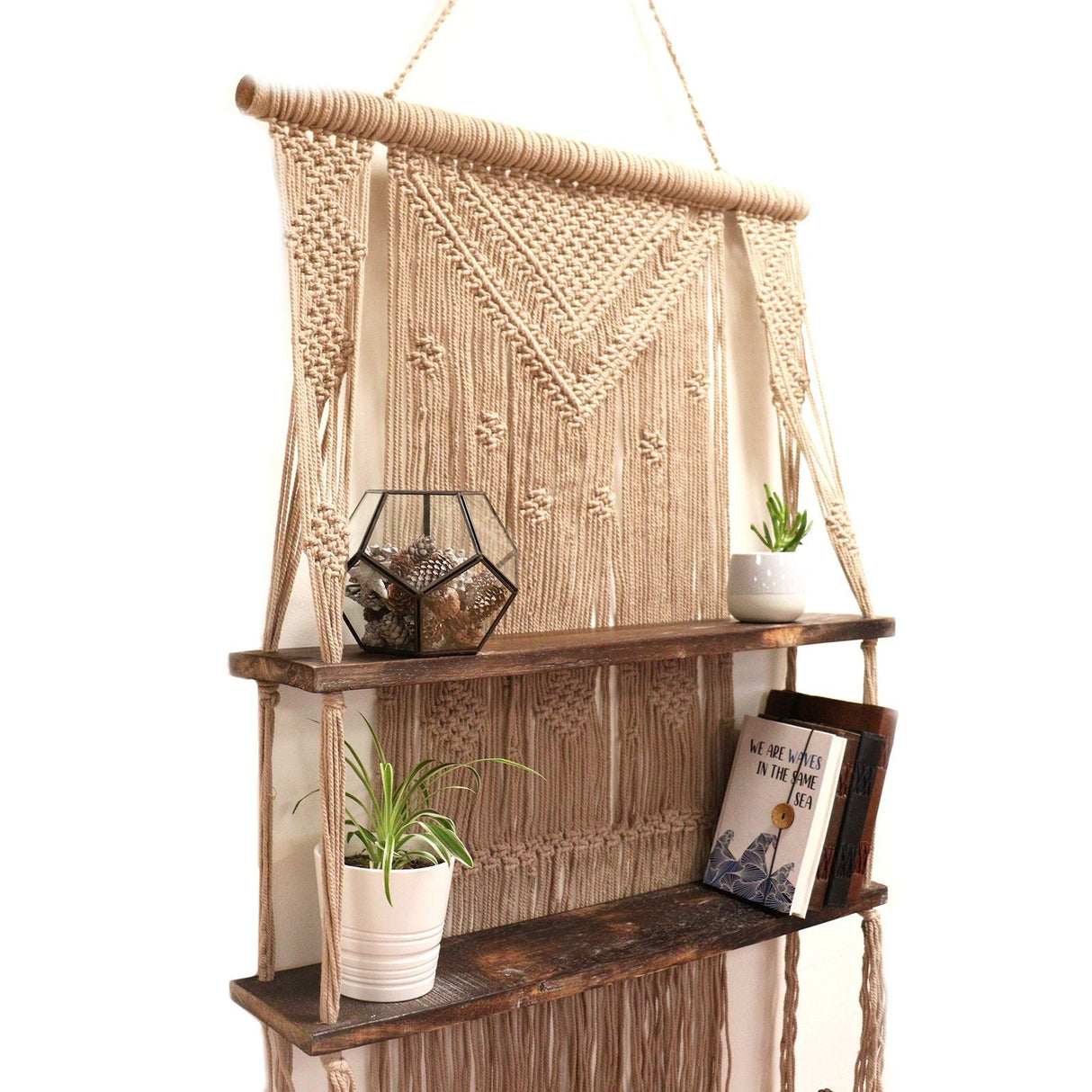 HatiNest Macrame Hanging Shelves - Brown