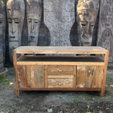 HatiNest Recycled Teak Wood Large TV Stand - 140x40x75cm