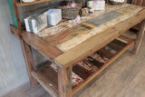 HatiNest Recycled Teak Wood Dining Table with Top Shelf - 180x80x80cm