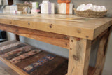 HatiNest Recycled Teak Wood Dining Table with Top Shelf - 220x80x80cm