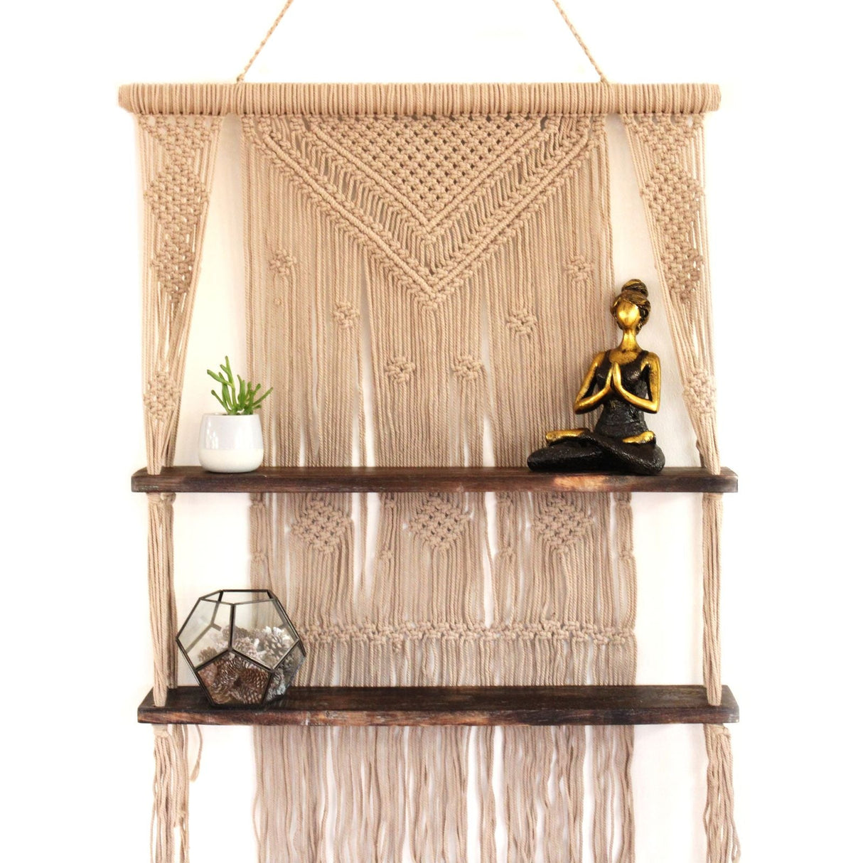 HatiNest Macrame Hanging Shelves - Brown