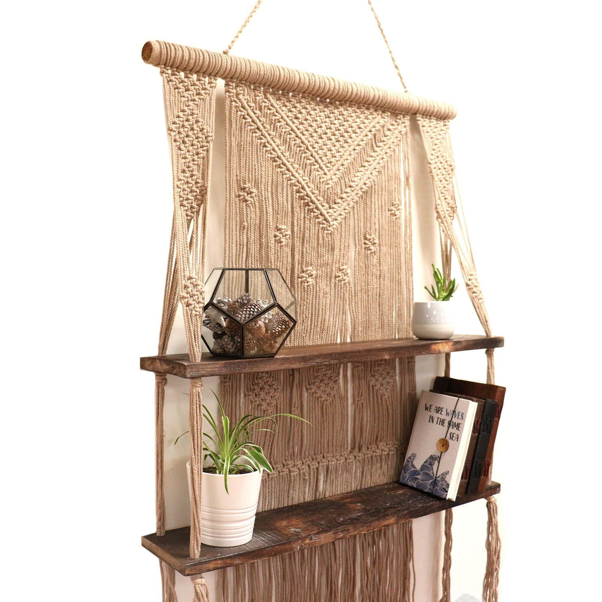 HatiNest Macrame Hanging Shelves - Brown