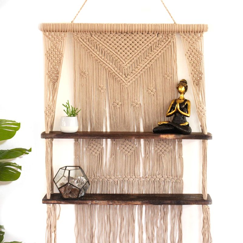 HatiNest Macrame Hanging Shelves - Brown