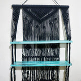 HatiNest Black Macrame Hanging Shelves - Turquoise