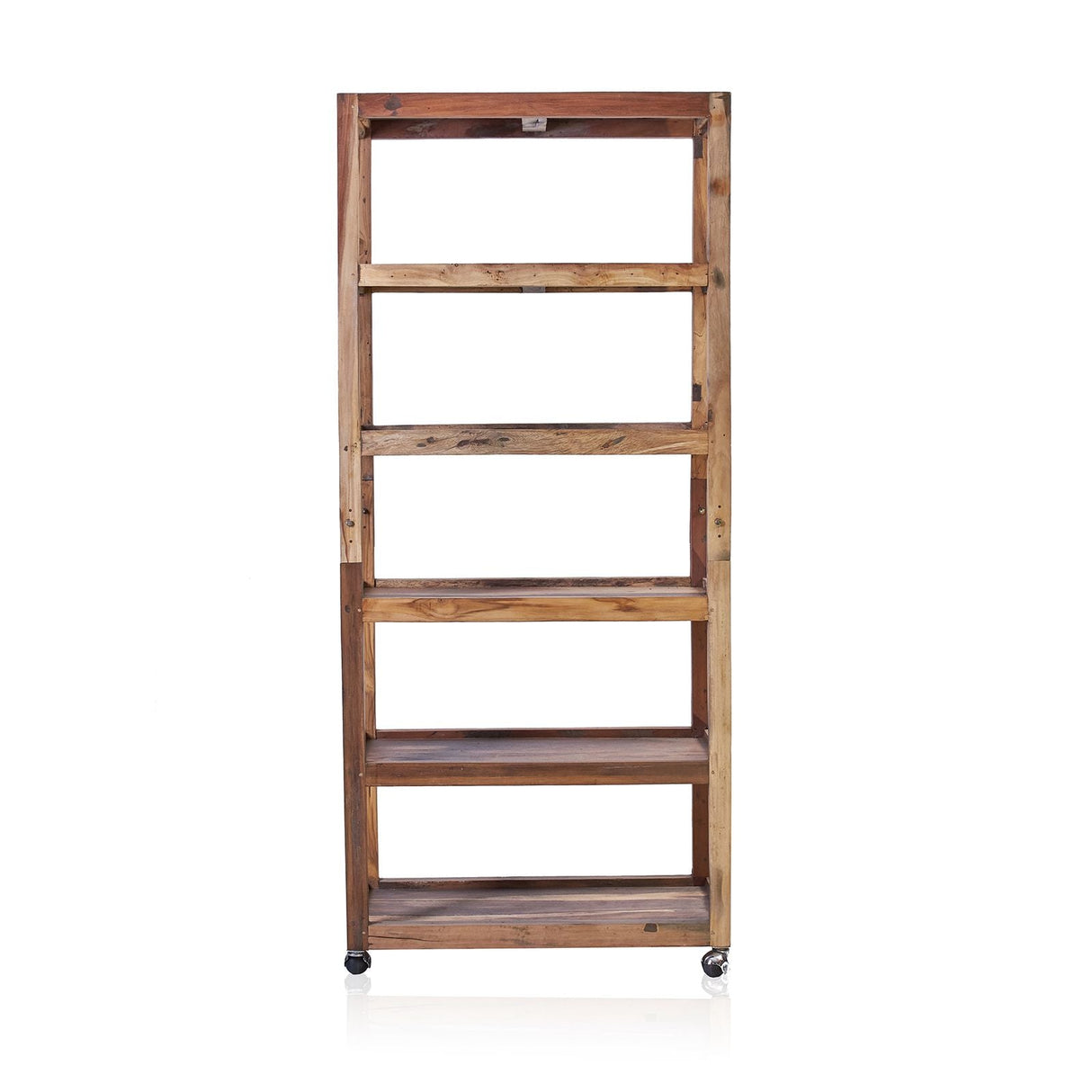 HatiNest Recycled Teak Wood Six Shelf Display with Casters - 79x37x180cm