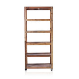 HatiNest Recycled Teak Wood Six Shelf Display with Casters - 79x37x180cm