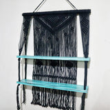 HatiNest Black Macrame Hanging Shelves - Turquoise