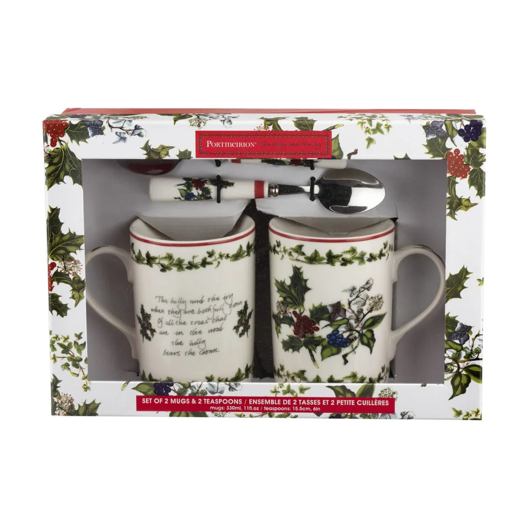 Portmeirion The Holly and The Ivy Gift Mugs and Spoons, Set of 2