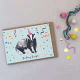 Birthday Badger Greetings Card | Katie Hipwell Design