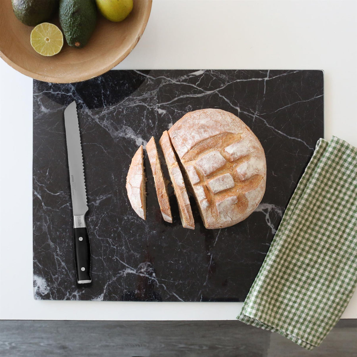 Rinkit Rectangle Glass Chopping Board Marble - 40cm x 30cm