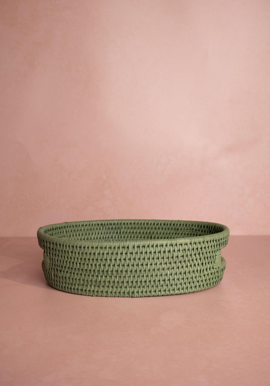 Casa by Josephine Jenno Cotswolds Oval Rattan Basket Green - Set of 2