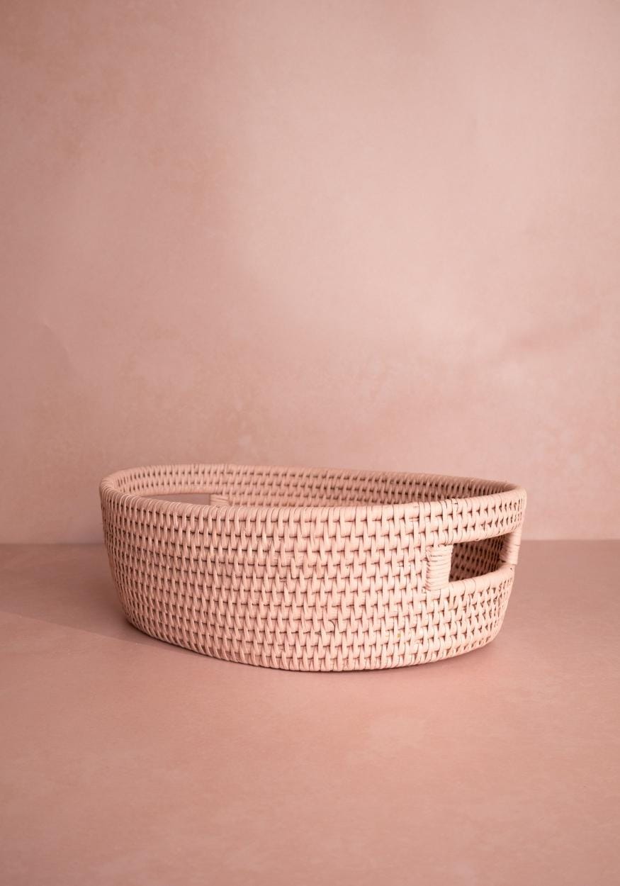 Casa by Josephine Jenno Cotswolds Oval Rattan Basket Pink - Set of 2
