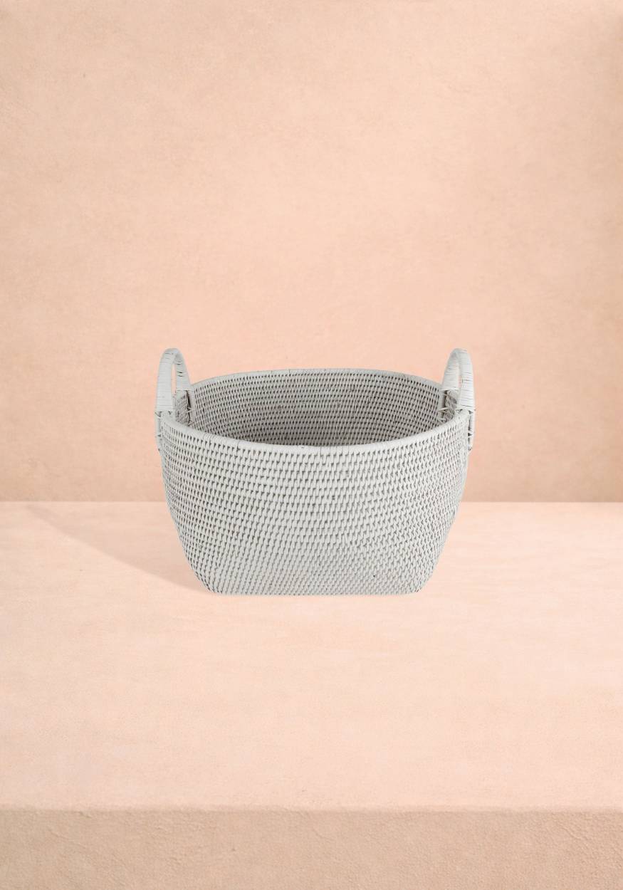 Casa by Josephine Jenno Handy Handwoven Rattan Basket - White