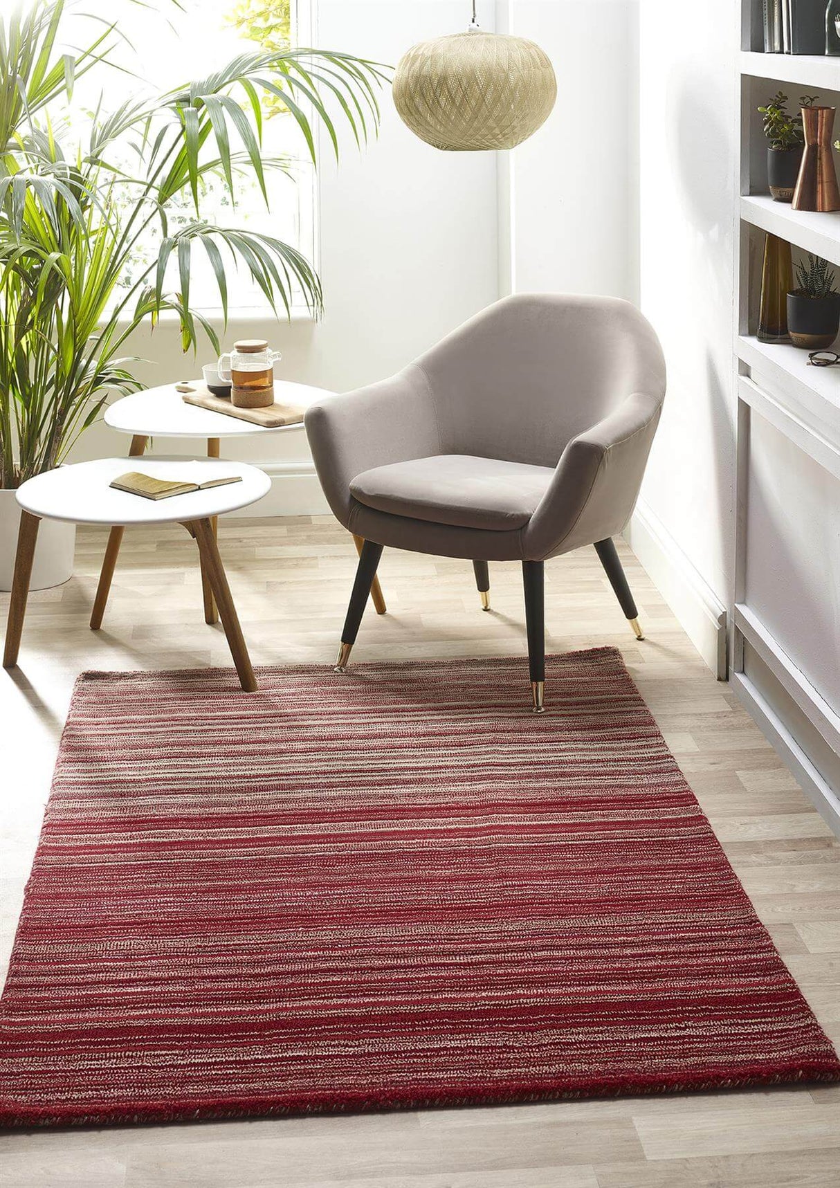 The Rugs Fine Stripes Red Wool Rug – 100% Wool