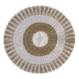 The Rugs Round Seagrass White Tan Sun Rug - 1m
