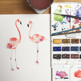 Flamingos Tropical Hand Painted Greetings Card | Katie Hipwell Design