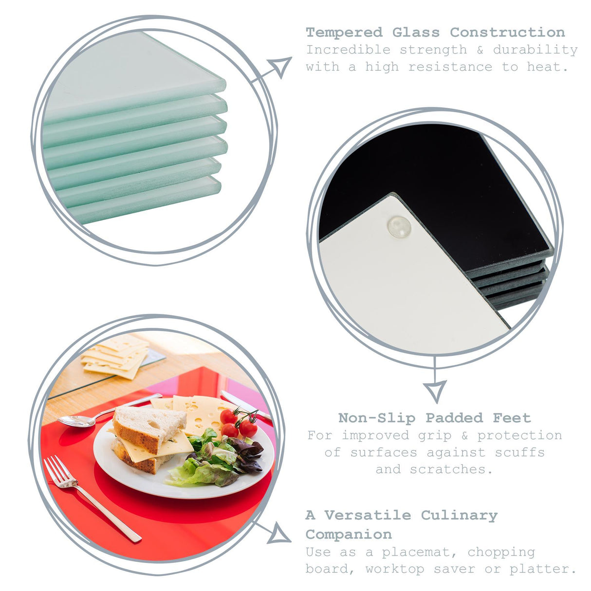 Rinkit Round Glass Coasters – Pack of Six
