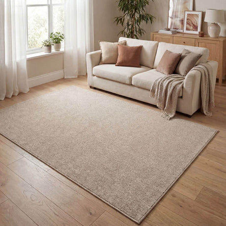 The Rugs Flex Beige Low Pile Solid Rug